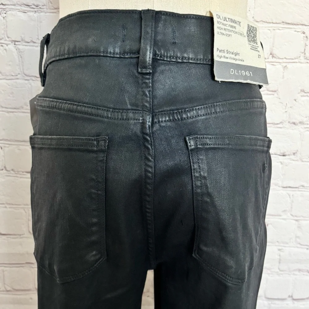 DL1961 Patti Straight High Rise Vintage Ankle Black Coated Vintage Jeans--27 - Picture 6 of 16
